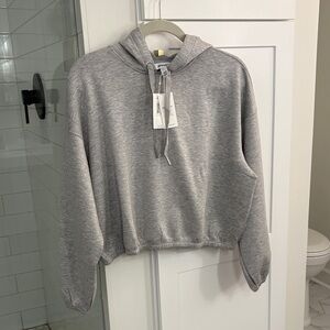 NWT Spanx Light Gray Heather Cropped Women's AirEssentials Hoodie